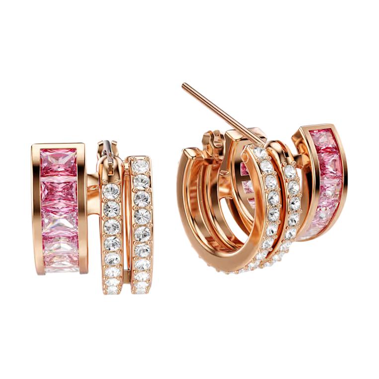 Swarovski Connexus Серьги-кольца с большим полым кругом и фианитами Унисекс Золотой Розовый 5741333
