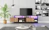 Modern TV Cabinet for TVs up to 70 Inches, Open Storage with LED Display, Suitable for Bedroom and Living Room, Original Wood Color with Black Frame