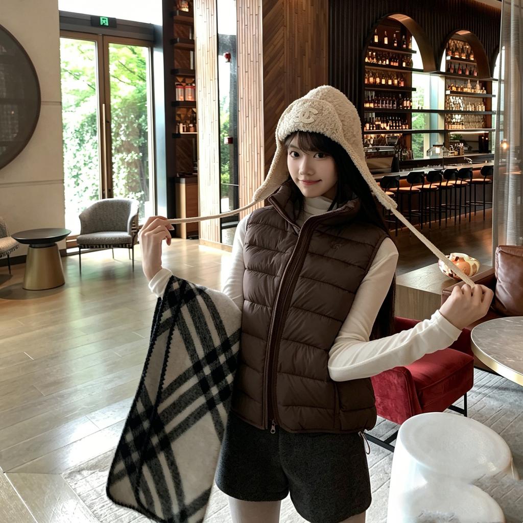 Live broadcast of the new autumn and winter cotton vest annual warm women's collarless light vest vest jacket