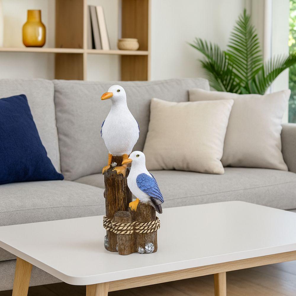 Waterproof Resin Seagull Figurine Handmade Small Sea Bird Statue Children's Room