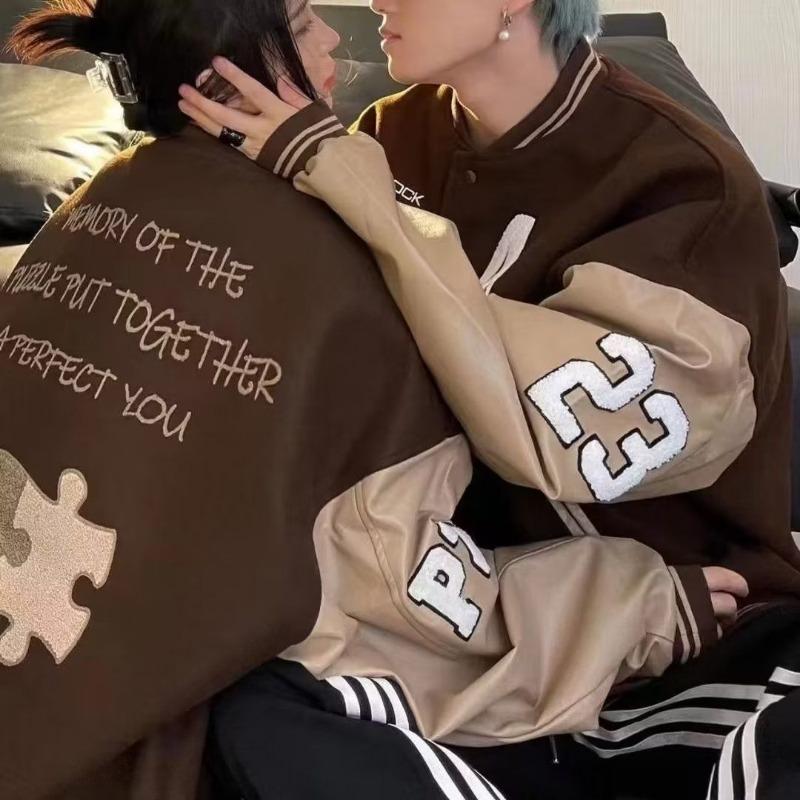 Винтажная бейсбольная куртка, женская вышивка большого размера, корейская мода, университетские куртки, студенческие бомберы, пальто на пуговицах, эстетич...