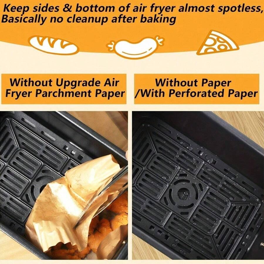 50-200pcs Large Rectangle Air Fryer Disposable Paper Liner Nonstick Airfryer Parchment Special Baking Paper Roasting Baking Mat