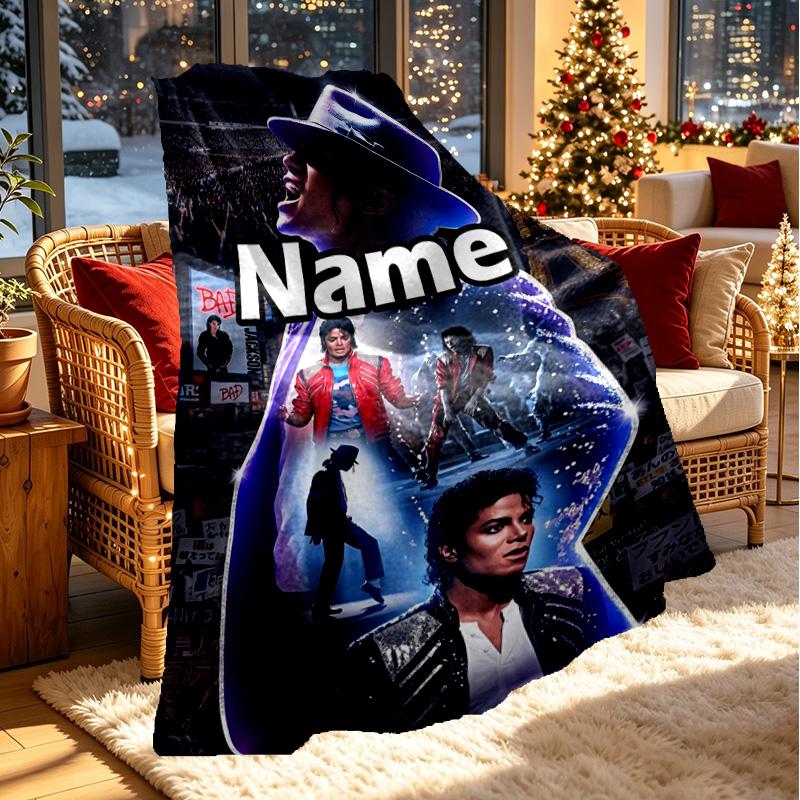 Custom Name Personalized Michael Jackson Print Blanket, Home Decor, Bedroom, Sofa, Camping, Couch, Gifts for Birthday ChristmasEnthusiasts