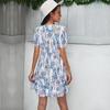 Sexy V Neck Floral For Women Short Sleeve High Waist Casual Print Dresses Ladies Summer Chiffon Dress