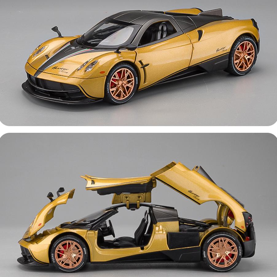 Масштаб 1/22 Huayra Dinastia Supercar, литая под давлением модель автомобиля, игрушечный автомобиль с выдвижным механизмом, звуком и светом для детей, коллекция подарков для мальчиков и девочек