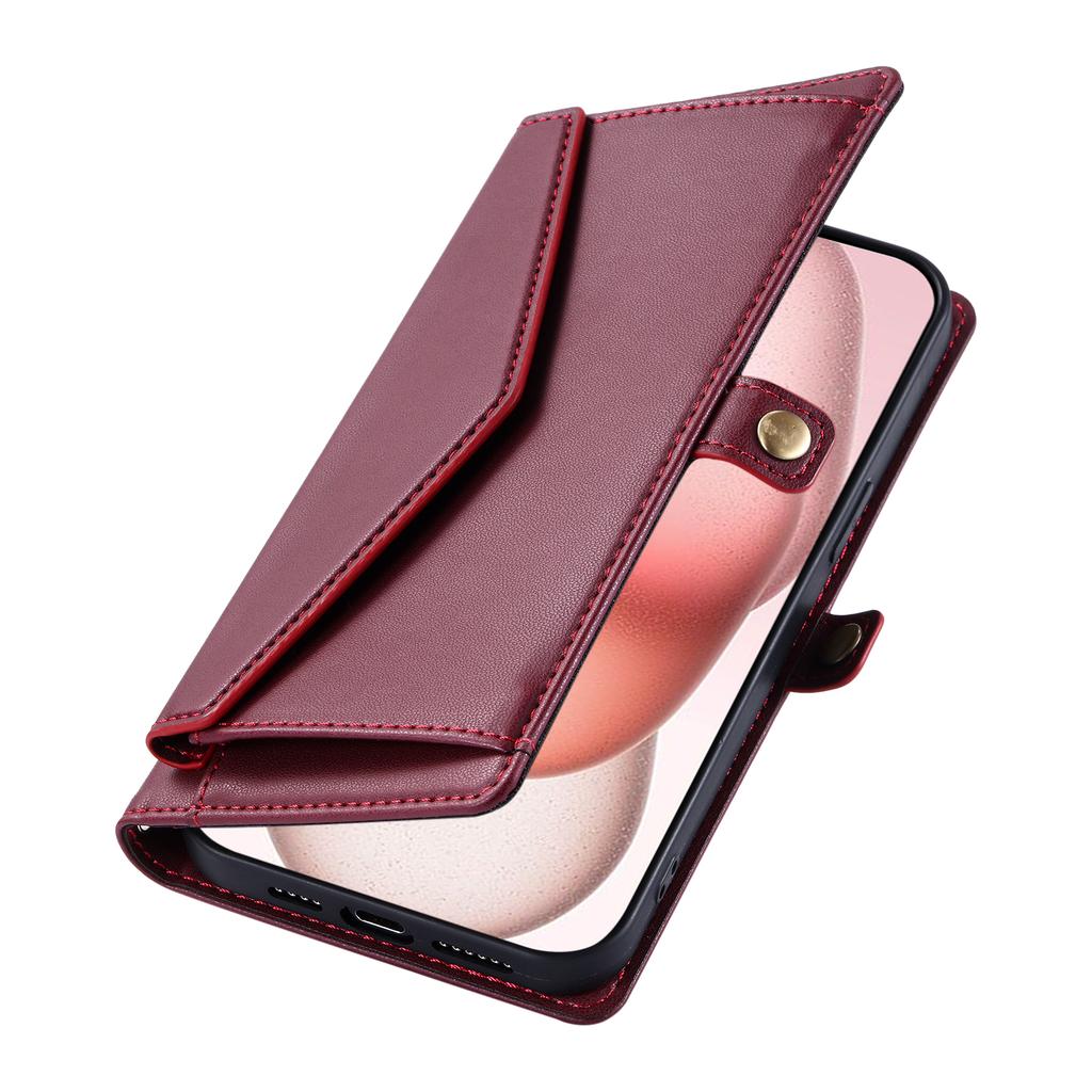 For iPhone 17 Air Leather Case with Wrist Strap Wallet Stand Phone Cover