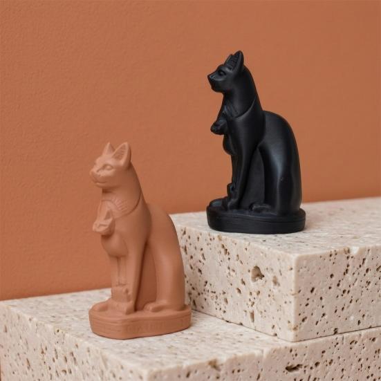3D-печатная статуэтка египетской богини-кошки Винтажный готический Темный стиль Статуя Матовый черный