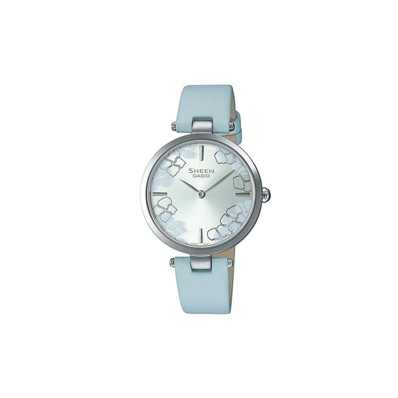 Casio Серия SHEEN, ультратонкая и простая женская одежда, кварцевый механизм, кожаный ремешок, японские и корейские часы, женские часы, SHE-C110L-2AUPFHD