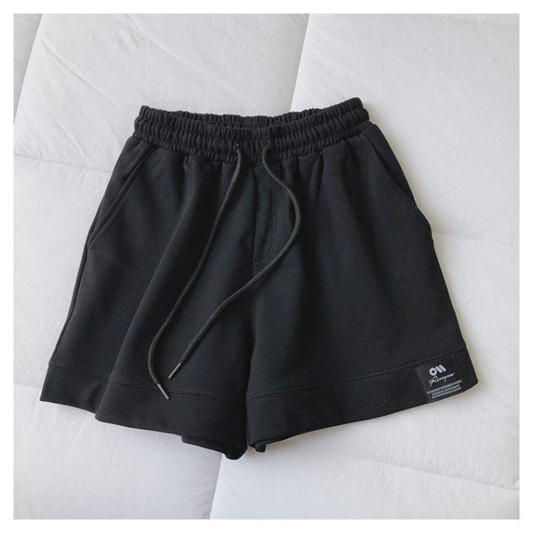 Женские спортивные шорты летние свободные покрой для бега повседневные А-силуэта широкие брюки с высокой талией утягивающие хлопковые брюки