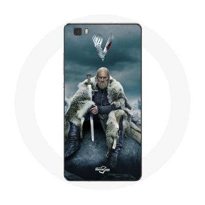 Coque Pour Huawei P8 Lite Vikings Série Saison 6 Ragnar Lothbrok Logo V Epée Gris Fond Brouillard