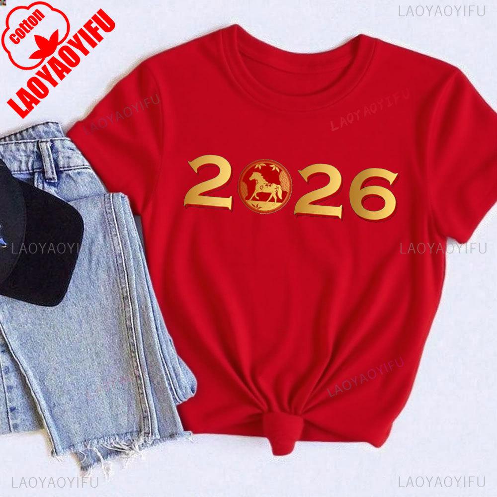 Chinese New Year of The Horse Lunar Zodiac ONeck Yk Top TShirt Unisex High New Year Gift Quality Cotton Tshirts Clothes