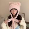 Шапка женская новая осенне-зимняя милая плюшевая шапка с кошачьими ушками теплая защита ушей большой обхват головы тренд