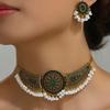 Manna 2pcs New Fashion Retro Gold Wings Necklace Set Bohemian Drop Pearl Beads Indian Jewelry Choker Set for Women