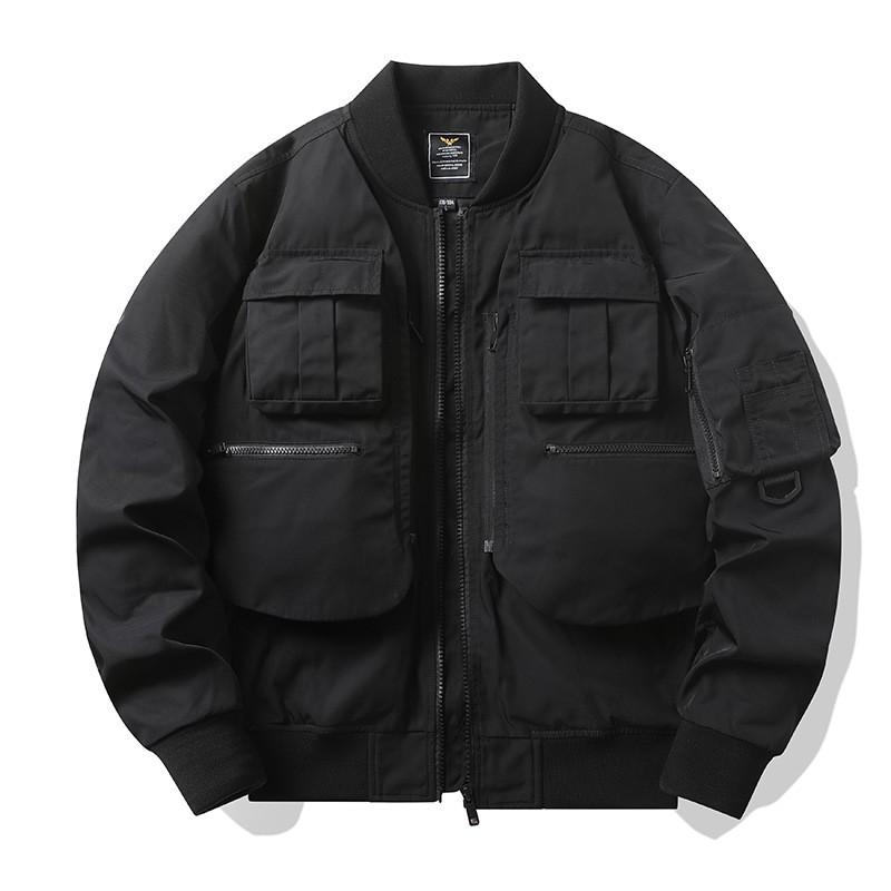 Mens Retro Pilot Jacket With Multiple Pockets Waterproof Windproof Utility Bomber Coat Outdoor Casual Wear