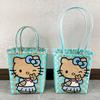 Plastic Woven Handbag Kitty Cat Bag College Style Girl Handwoven Bag Vertical Vegetable Basket