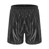 Mens Shiny Boxer Shorts Elastic Waistband Side Pocket Design Loose Fit Glossy Beach Shorts Loungewear