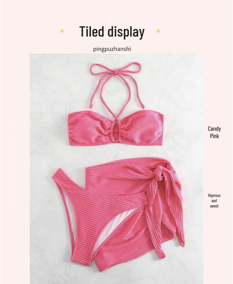 Модный женский купальник-бикини из трех частей с пляжной юбкой высокого класса