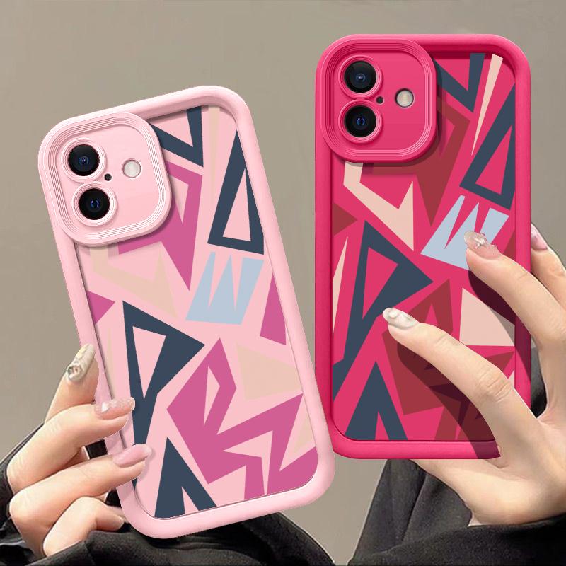 Для iPhone 16 Pro Max 15 Pro 14 Plus 13 12 11 XS XR 8 7 Чехол Ракушка Геометрический принт ТПУ Мягкий Ударопрочный Матовый Чехол для телефона