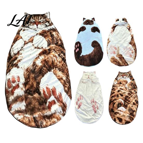 Cotton Slumber Bag Plush Cat Envelope Sleeping Bag Winter for Men Women Soft Animal Nap Mat Sack Home Travel