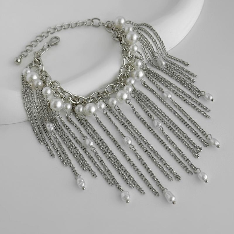 Элегантный браслет с бахромой из имитации жемчуга на irregular chain designs для женщин и девочек