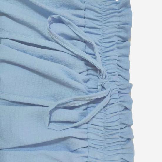 Women Maxi Skirt Elastic Waist Adjustable Drawstring Ruffle Stitching Ankle Length Skirt Solid Color A-Line Breathable Long Skirt