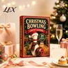 Creative Xmas Party Favors Christmas Advent Calendar with 24 Acrylic Pendants, 2D Flat Bowling Theme Holiday Ornaments for Tree Hanging Decorations