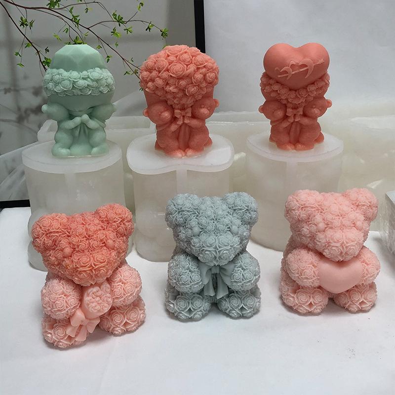 3D Мишка Обнимашки Любовь Силиконовая Форма для Свечей Сделай Сам Милый Мишка Питомец Материалы для Изготовления Свечей Мыло Ручной Работы Гипс Смола Форма Домашний Декор Подарок