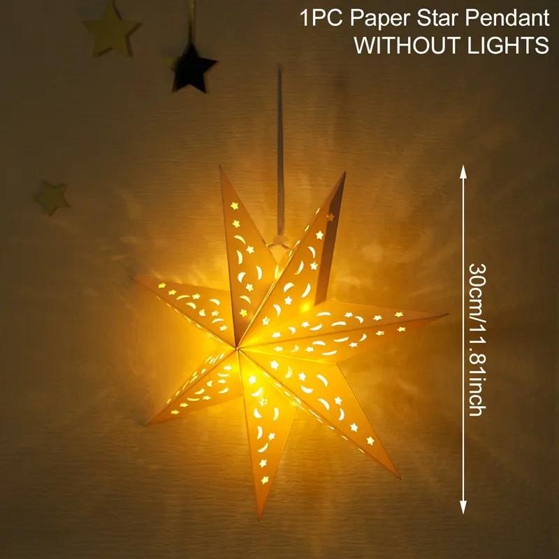 5pcs Hollow Star Hanging Pendants Christmas Decor
