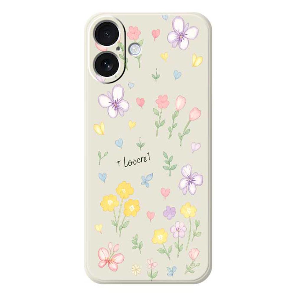 For iPhone 17 Case Small Flowers Pattern Printing Straight Edge TPU Phone Back Cover