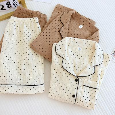 Весенне-летняя женская пижама, домашняя одежда, женская пижама с принтом в горошек, женский комплект из 2 предметов, ночная одежда