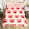 Pink Pig Bedding Set King Queen Sleeping Pig Duvet Cover For Kids Boys Girls Kawaii Animals Comforter Cover With 2 Pillowcases