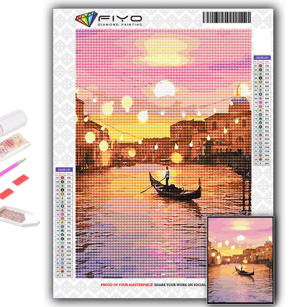 Алмазная вышивка Венеция Пейзаж Огни Ночная сцена 5D DIY Алмазная картина Вышивка крестом Горный хрусталь