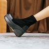 Модные ботильоны на платформе, эластичные, черные, на массивном каблуке, ботильоны для женщин, мода 2024, осень, горячая распродажа из искусственной кожи, большой размер, теплые, 39, женские короткие туфли