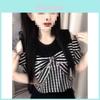 Summer Womens Fashion Off Shoulder Striped Shirt With 3d Effect For Casual Wear