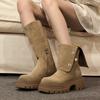 2025 Тренд Платформа Плоские Женские Сапоги До Колена Замшевые Туфли Зимняя Мода Гладиаторские Сапоги Повседневные Кроссовки Мотоциклетные Ботинки Женские