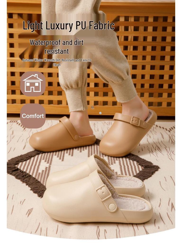 Женские и мужские водонепроницаемые нескользящие домашние хлопковые тапочки - Простые, с закрытым носком, теплые для зимы, подходят для пар