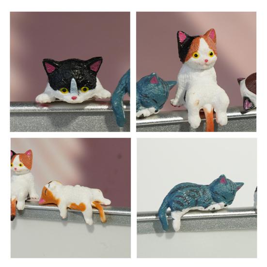 Мини-фигурка кошки Миниатюрные милые мультяшные котята Украшение для монитора компьютера Приборной панели автомобиля Настольный декор для дома и офиса