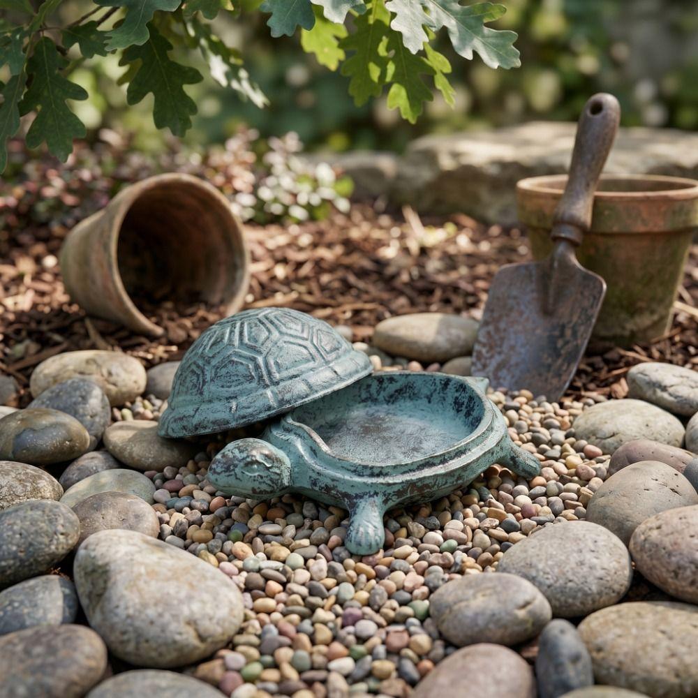 Cast Iron Turtle Key Box Large Capacity Spare Key Holder Secret Storage Box Garden Decoration