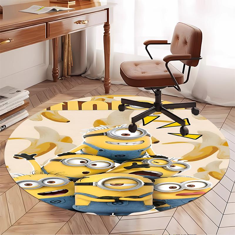 Minions Pattern Round Rug, Indoor/Outdoor Mat, for Picnic, Gameroom, Bedroom, Office, Living Room, Home Decor Carpet, Birthday Gift