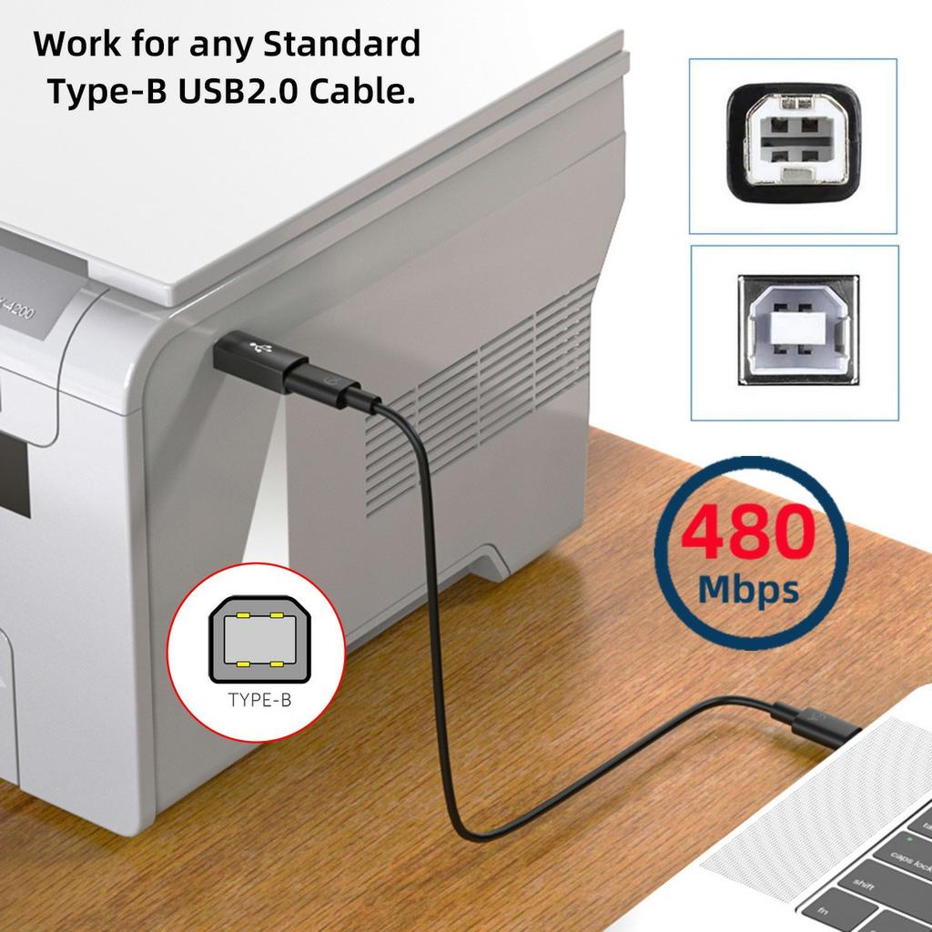 U2-010-AB 2 шт. USB 2.0 Тип B Female на Тип-A + Тип-B Male Удлинительный адаптер для принтера, сканера, диска