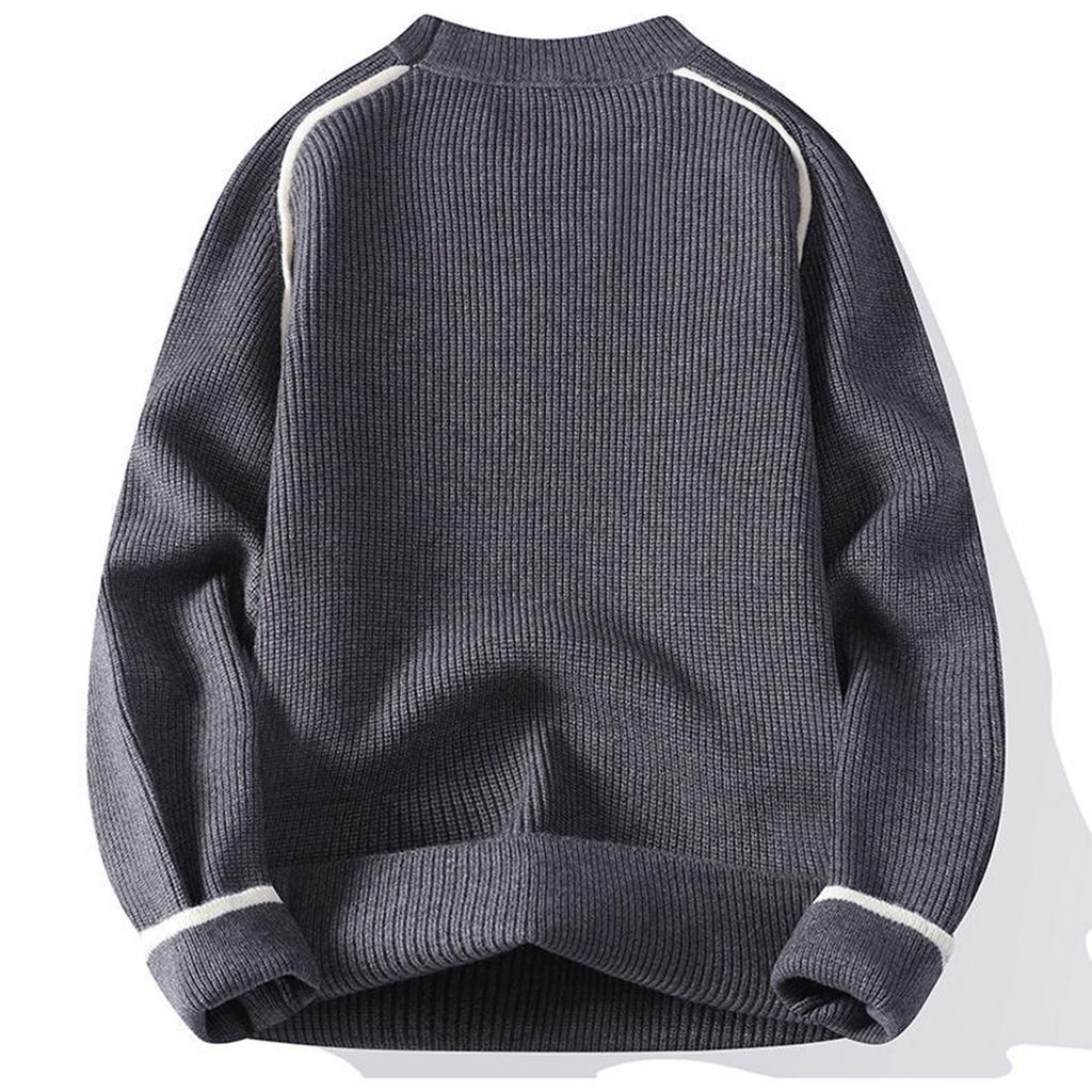 Men's Fashion Knitting Pullover Long Sleeves Loose Flip Collar Sweater