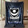 Portsmouth FC Custom Name Text Flannel Blanket Soccer Logo Personalized Fleece Throw Blanket Special Gift For Sofa Bedroom Home