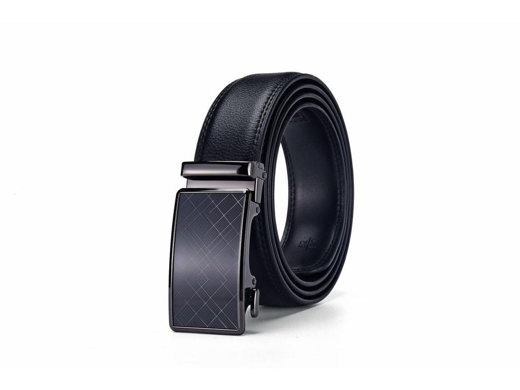 Мужской кожаный ремень - Повседневный деловой стиль с гладкой автоматической пряжкой из сплава