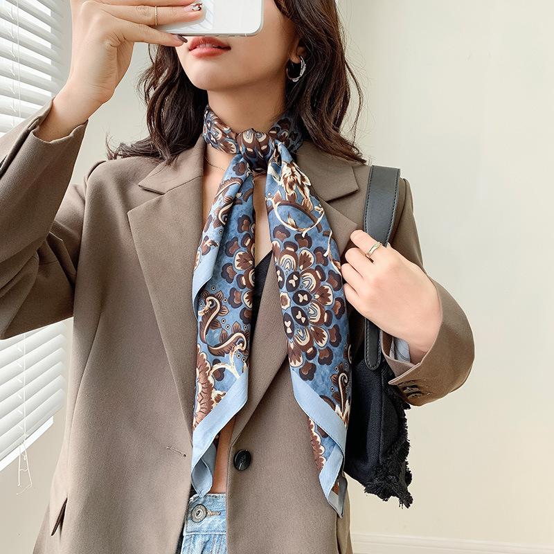 Spring new 91 square scarves women's elegant Korean version of twill silk fashion floral printing silk scarf decorative scarf