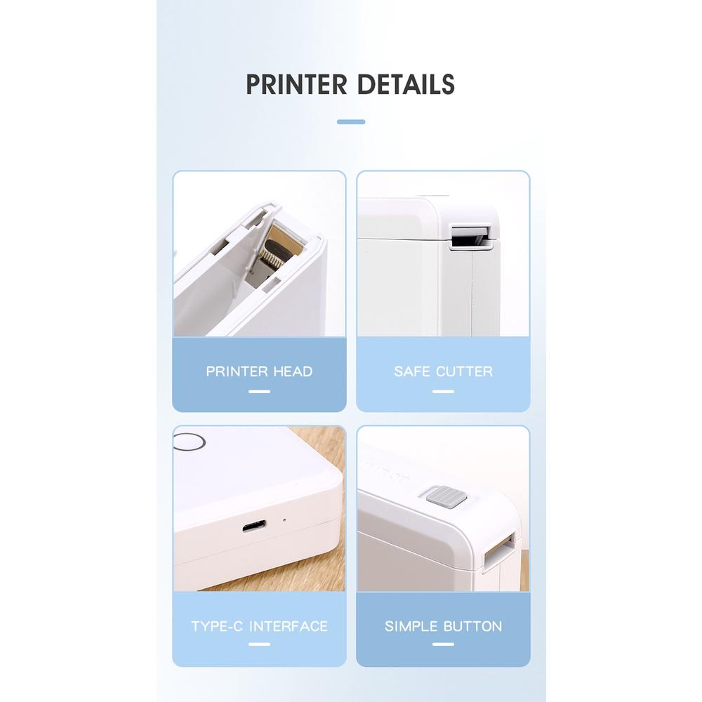 D110 Портативный принтер для печати этикеток bluetooth Беспроводной фотопринтер высокого разрешения Мини-принтер для этикеток Термопринтер 100*70*20 мм