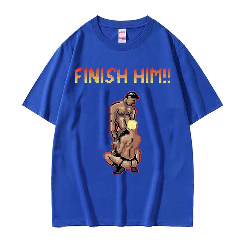 Модная футболка с принтом 'Finish Him Gayming 8bit Gay' для мужчин, готическая одежда, летняя футболка, унисекс, с круглым вырезом, хлопковая футболка, топы