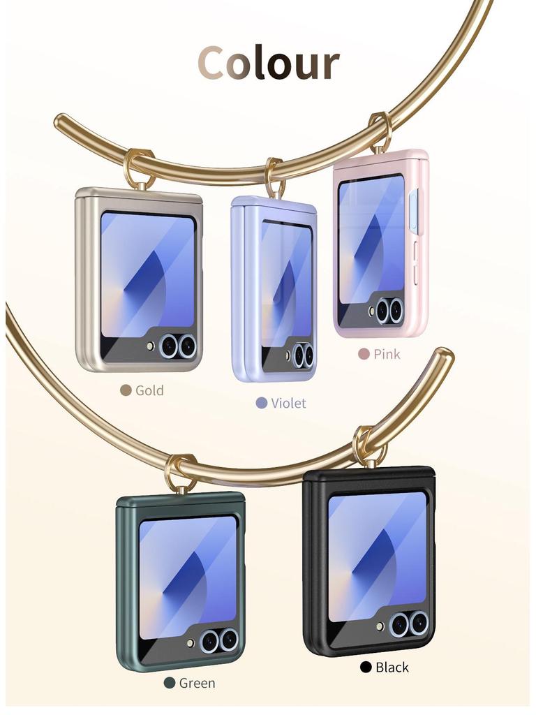 Противоударный чехол для телефона Samsung Z Flip7/6/5 с кольцом-подставкой на 4/3 пальца и пленкой с полным покрытием