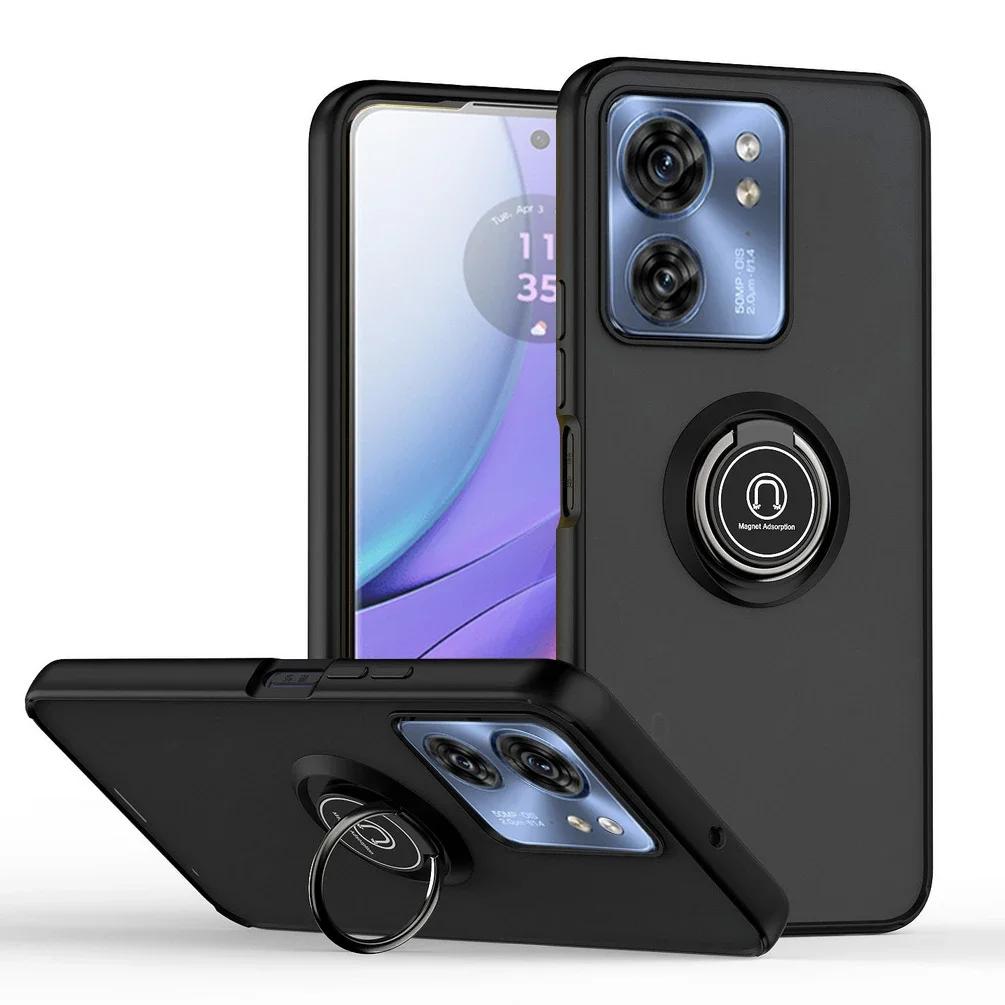 Вращающийся держатель Кольцо Магнитный чехол для Moto Edge 40 Neo 30 Fusion Neo Ultra G72 G84 G54 G14 G52 G60 G 60S G13 G23 Матовый чехол