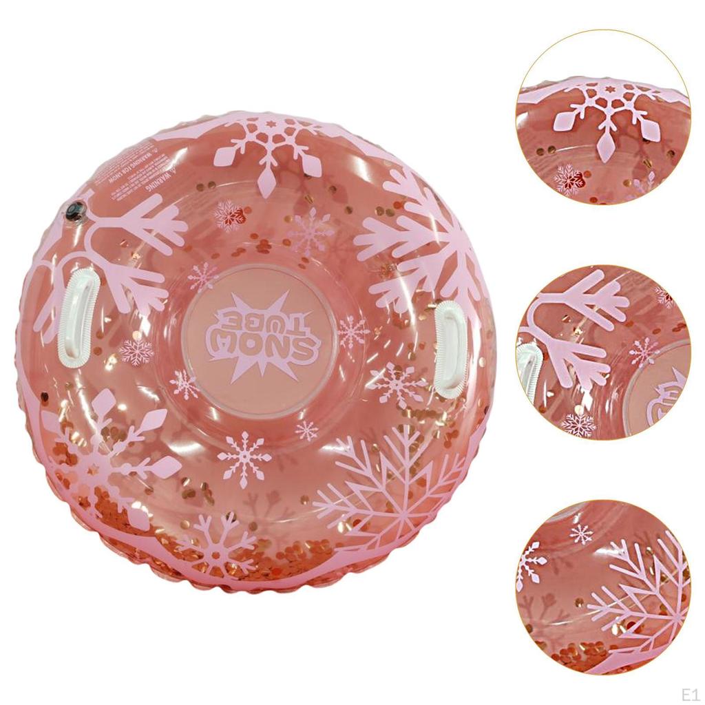 Inflatable Snow Tube with Handles Pink Accessories Sled Winter Sledding Toy for Outdoor