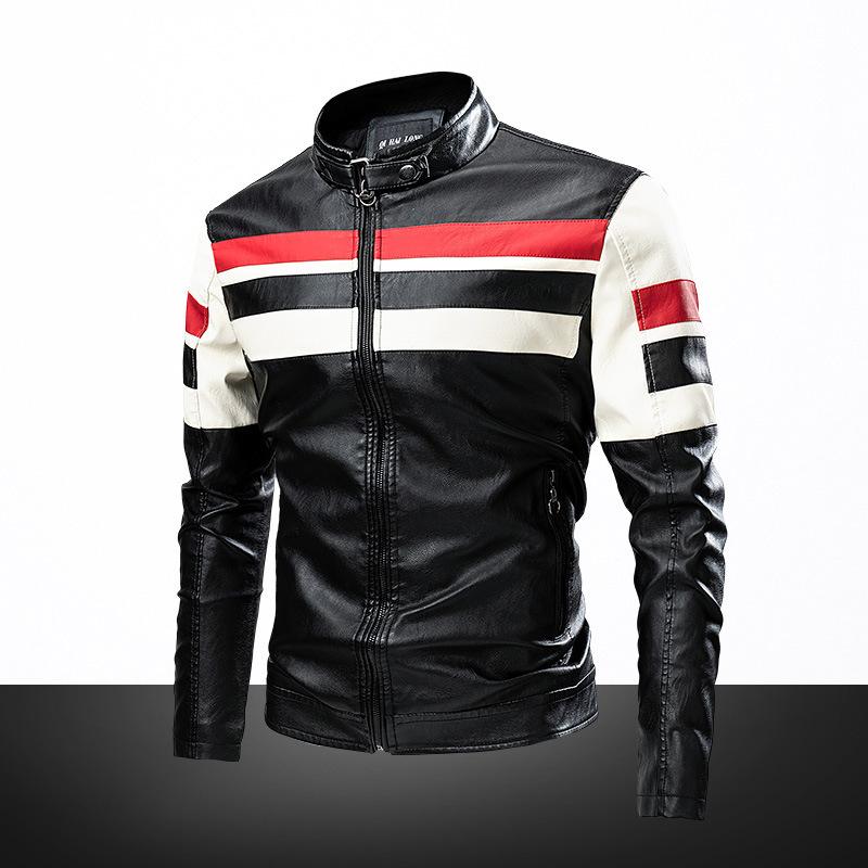 Leather jacket men's autumn and winter men's slim-fitting lapel casual youth leather jacket trendy slim-fitting locomotive clothing windproof